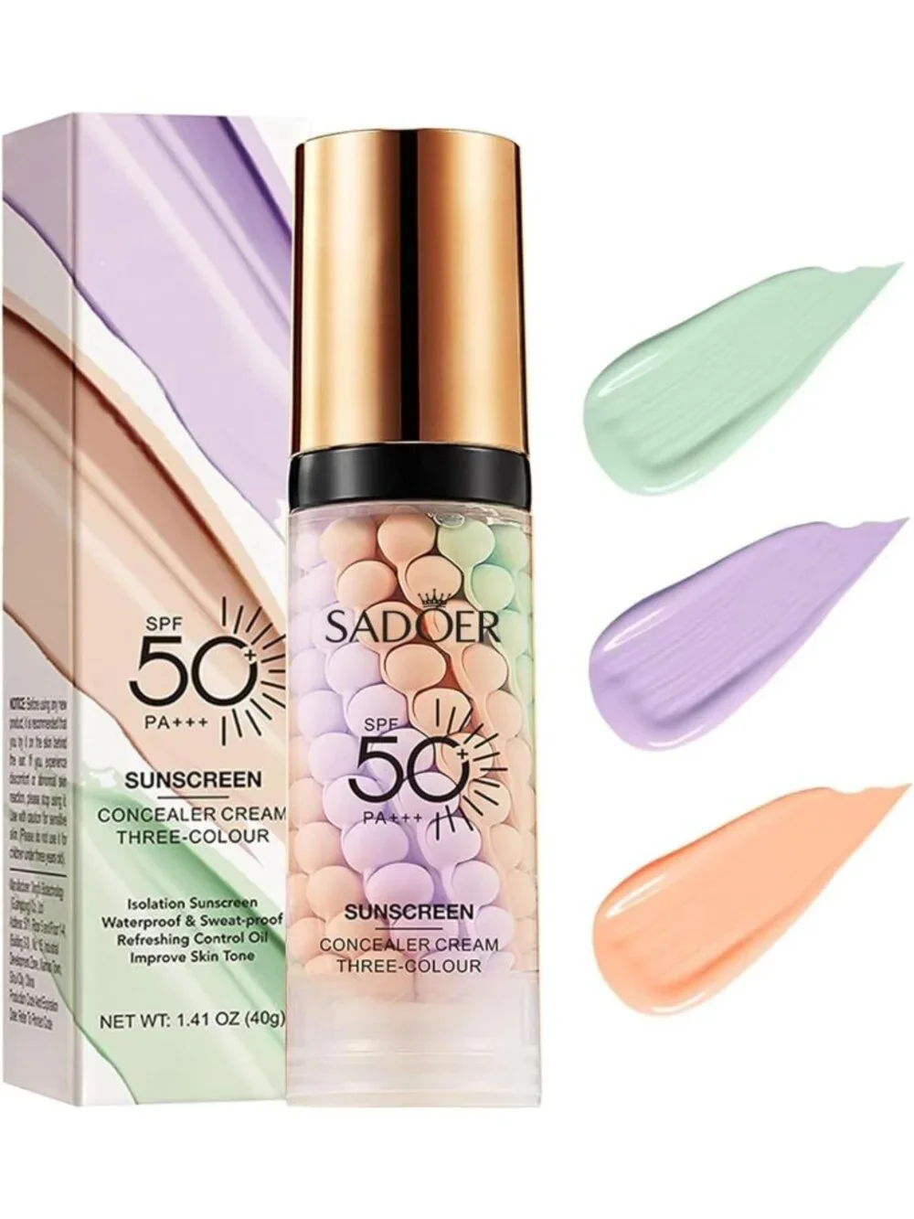 3-in-1 Face Primer with SPF 50, Sunscreen & Color Corrector for Flawless Makeup